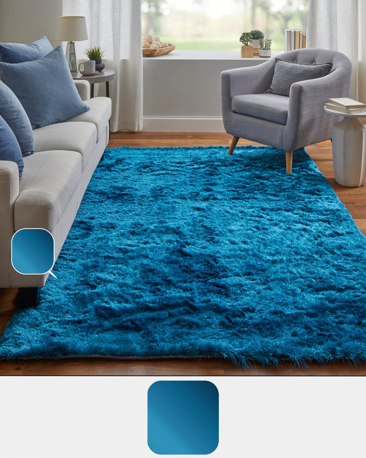 Feizy Indochine 4550F Peacock Modern/Luxury & Glam/Casual Hand Tufted Rug