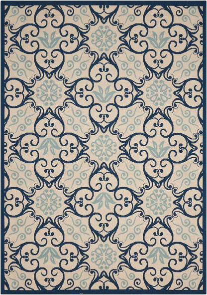 Nourison Home Caribbean CRB02 Ivory Navy Transitional Power-loomed Rug