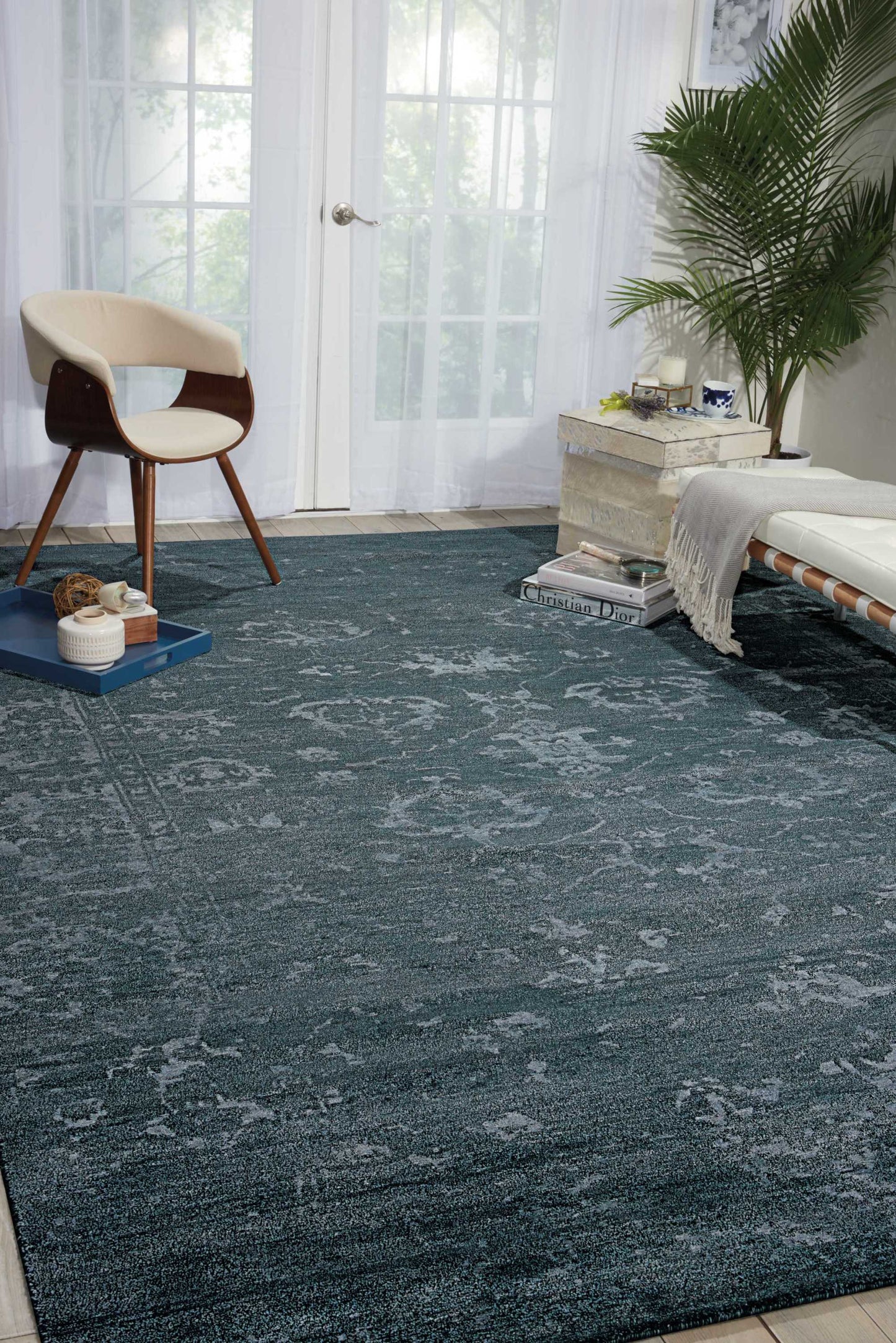 Nourison Home Silk Shadows  Blue Stone  Transitional