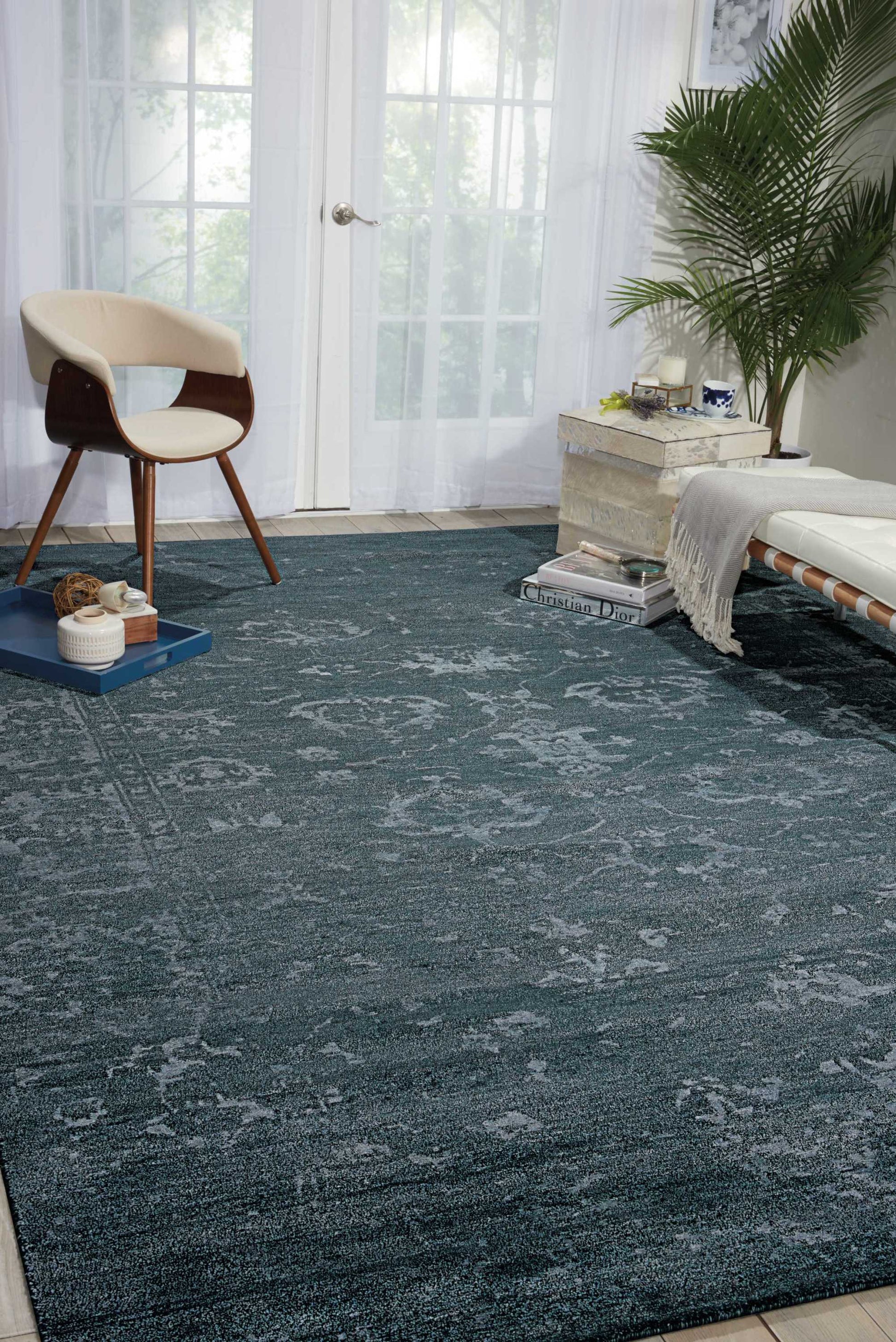 Nourison Home Silk Shadows  Blue Stone  Transitional