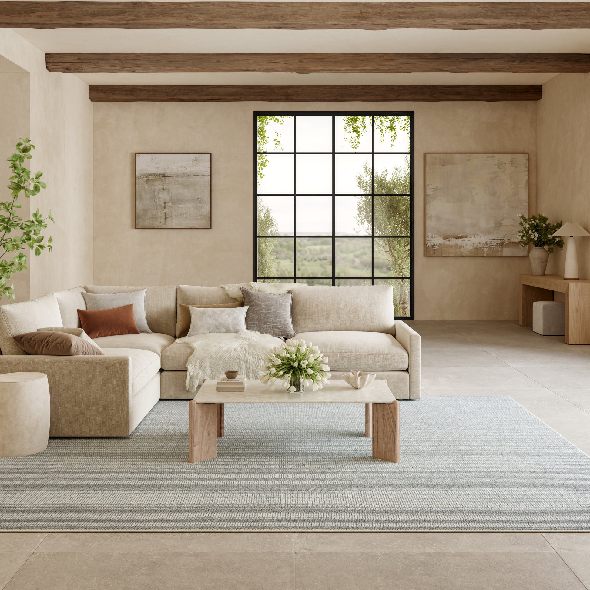 Nourison Home Natural Texture  Ivory Blue  Contemporary