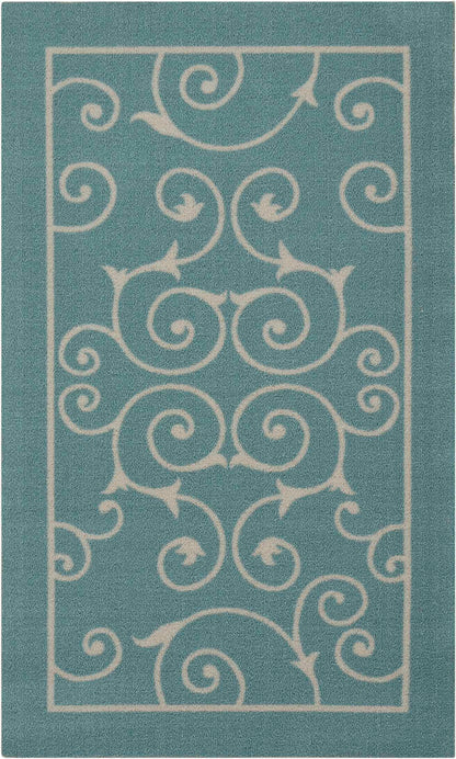 Nourison Home Home & Garden RS019 Light Blue Transitional Power-loomed Rug
