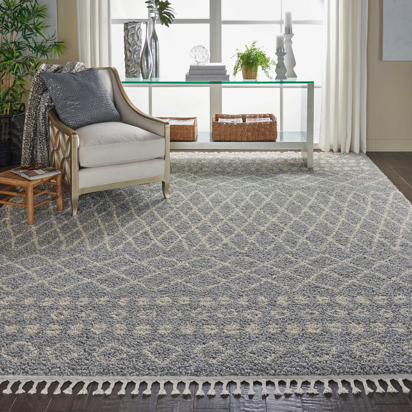 Nourison Home Moroccan Shag  Silver  Transitional