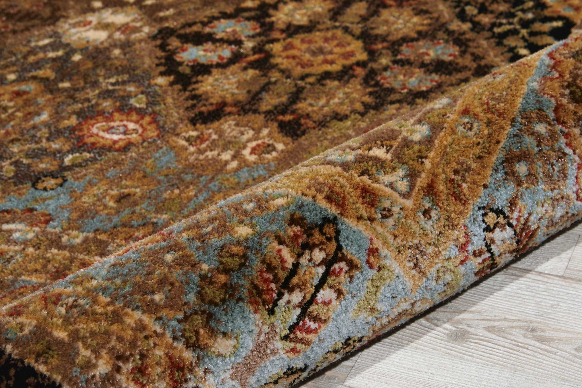 Nourison Home Delano  Black Blue  Traditional