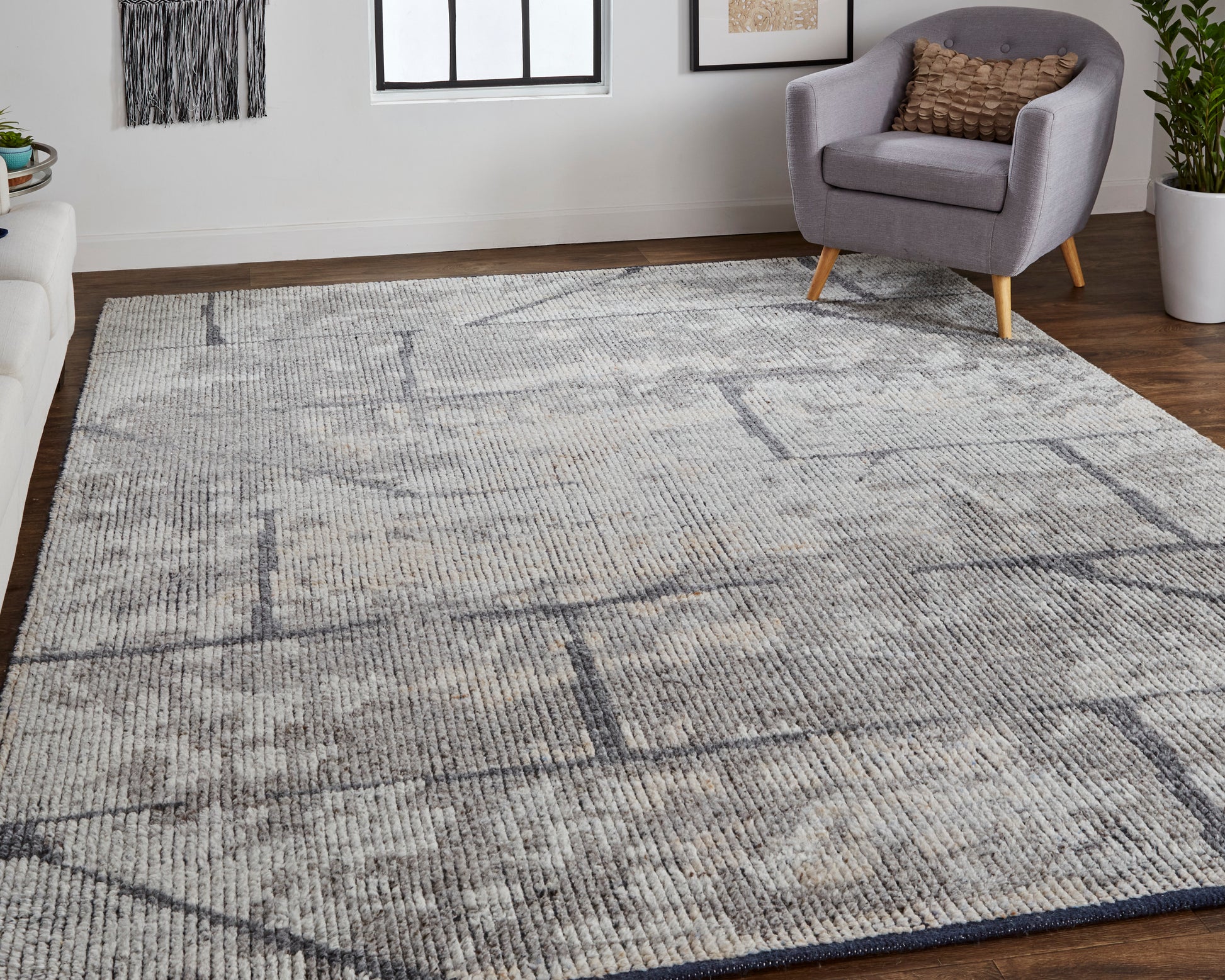 Feizy Alford 6925F Gray Modern/Industrial Hand Knotted Rug