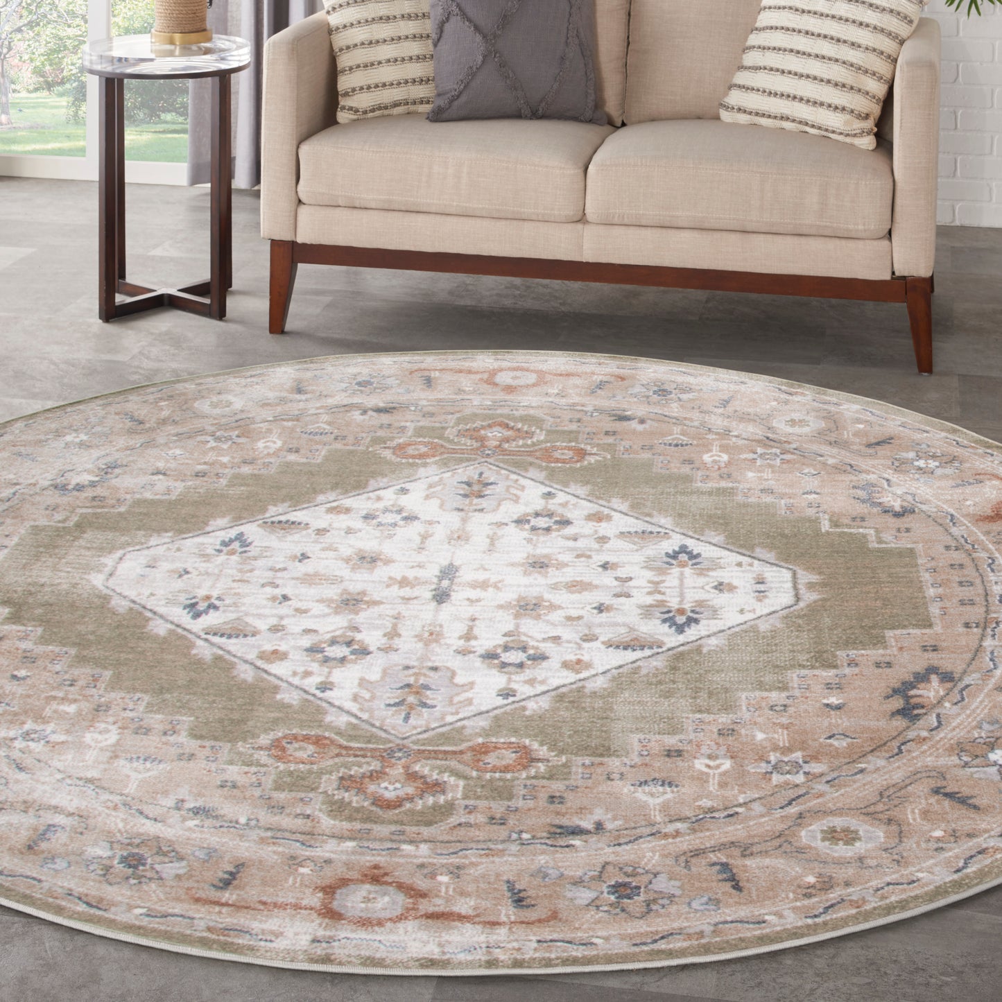 Nourison Home Astra Machine Washable ASW11 Sage Multicolor Traditional Machinemade Rug