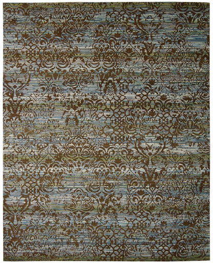 Nourison Home Rhapsody RH009 Blue Moss Transitional Loomed Rug