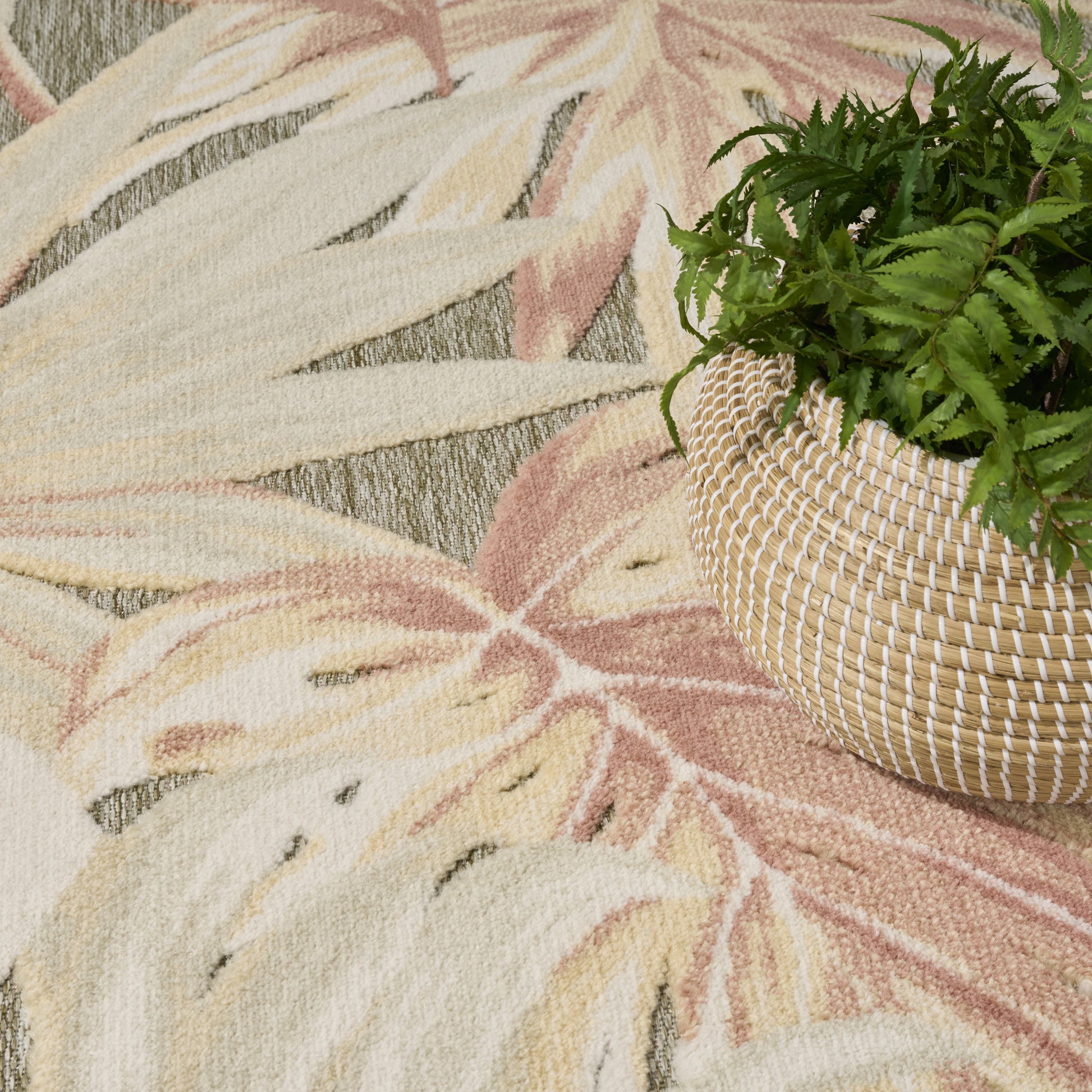Nourison Home Aloha  Sage Rose  Contemporary