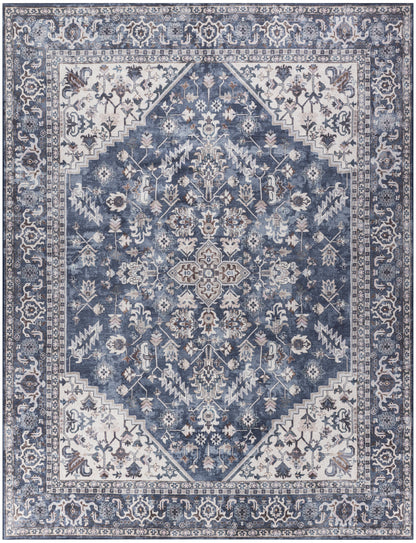 Nourison Home New Concept Washables SR104 Navy Ivory Traditional Machine Woven Rug