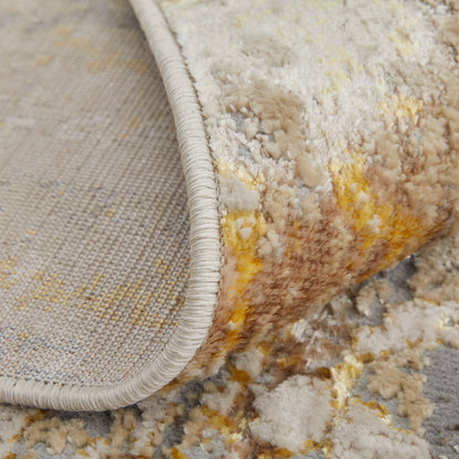 Feizy Aura 39LMF Gold Ivory Abstract Machine Woven Rug - Rugs - Feizy - Atlanta Designer Rugs