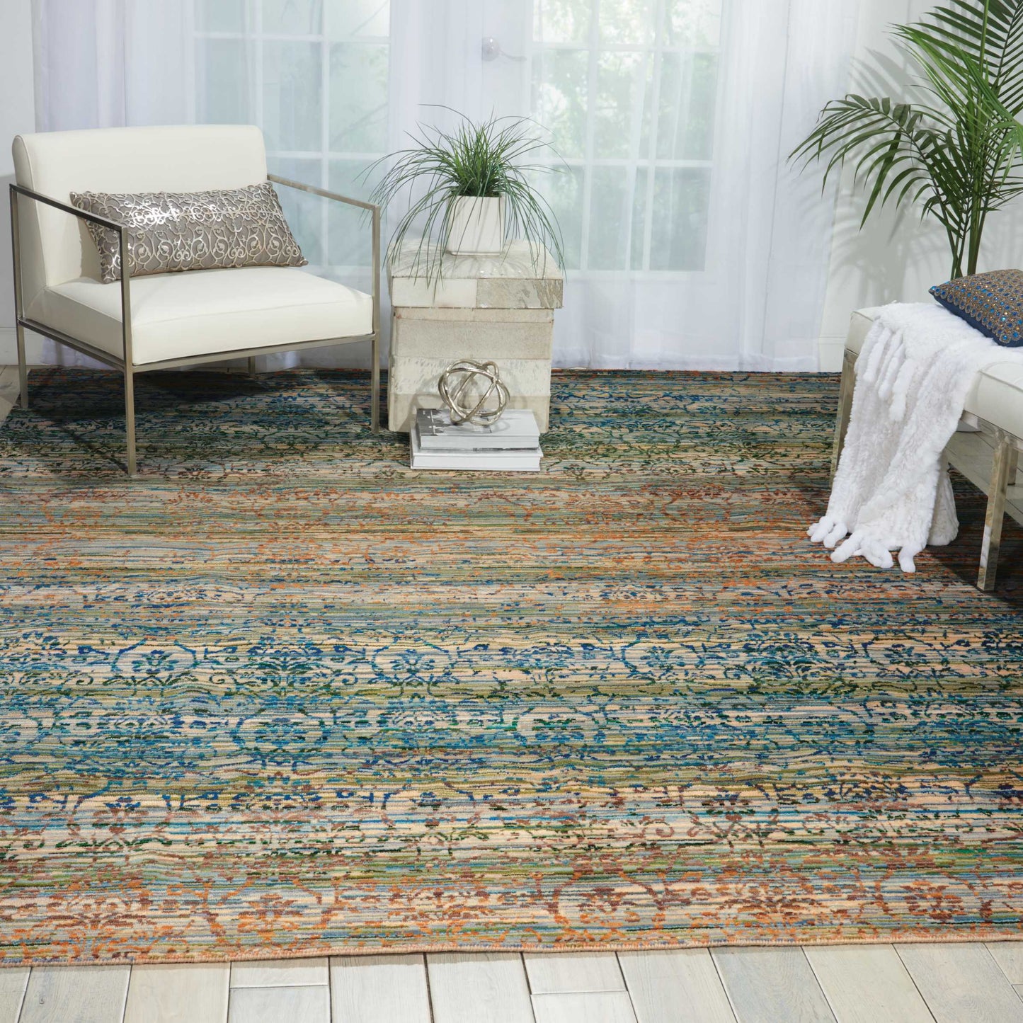 Nourison Home Rhapsody  Beige Blue  Transitional