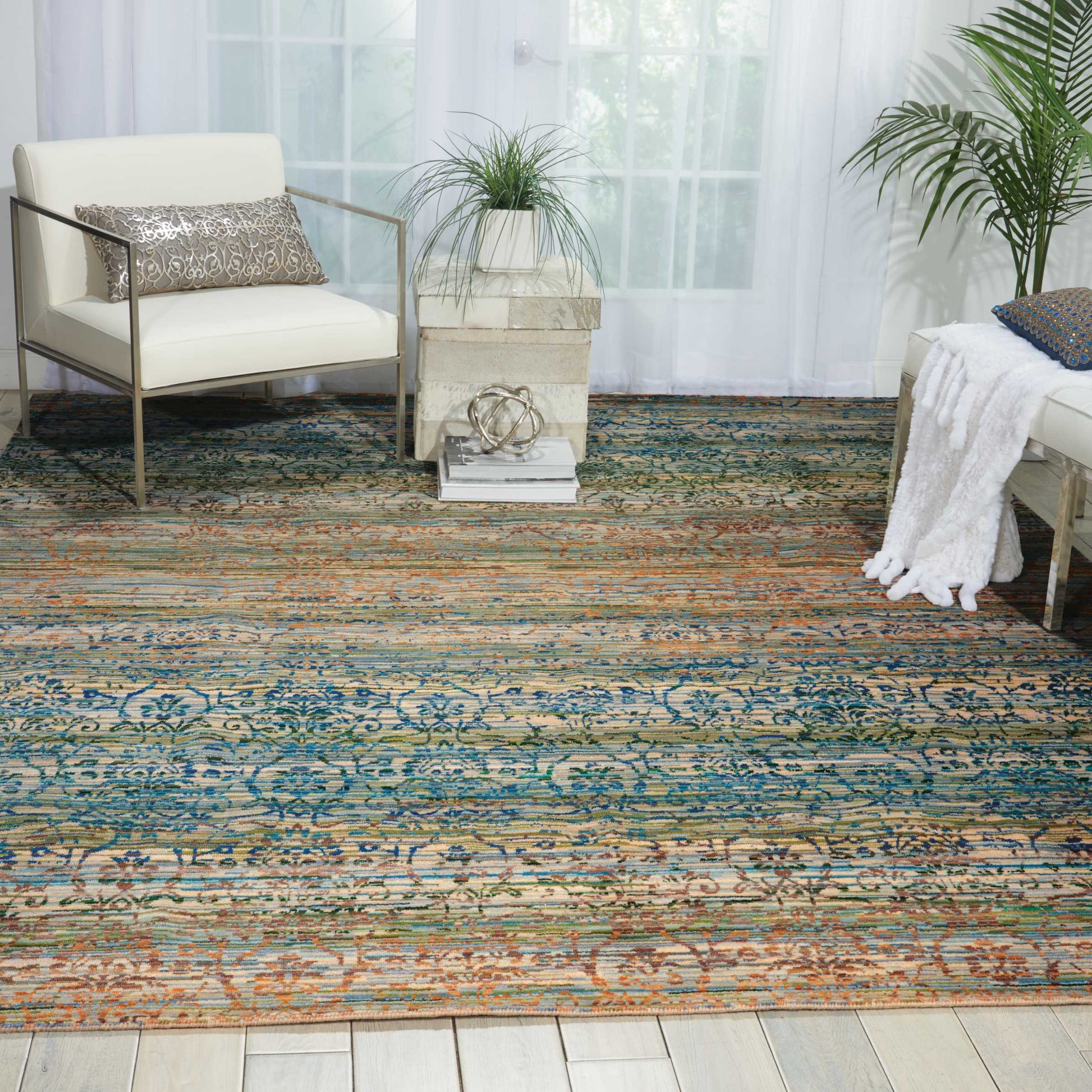 Nourison Home Rhapsody  Beige Blue  Transitional