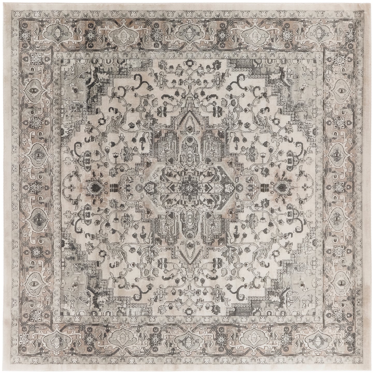Nourison Home Quarry QUA05 Ivory Grey Transitional Power-loomed Rugs