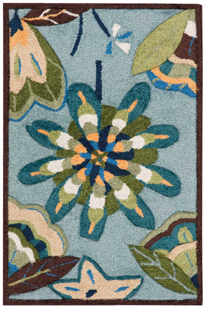 Nourison Home Fantasy FA12 Aqua Transitional Hooked Rug