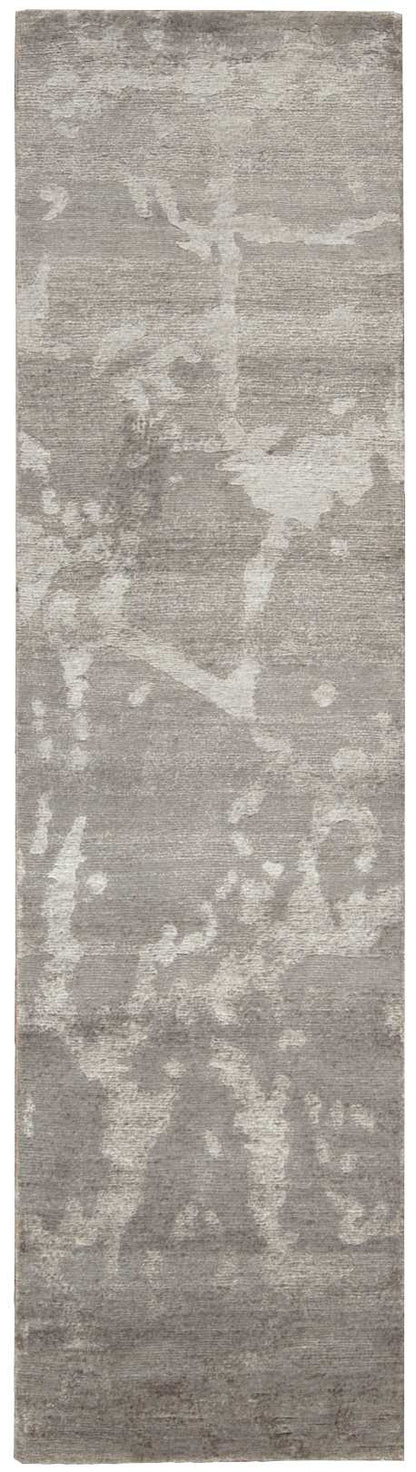 Nourison Home Silk Shadows SHA02 Silver Contemporary Knotted Rug