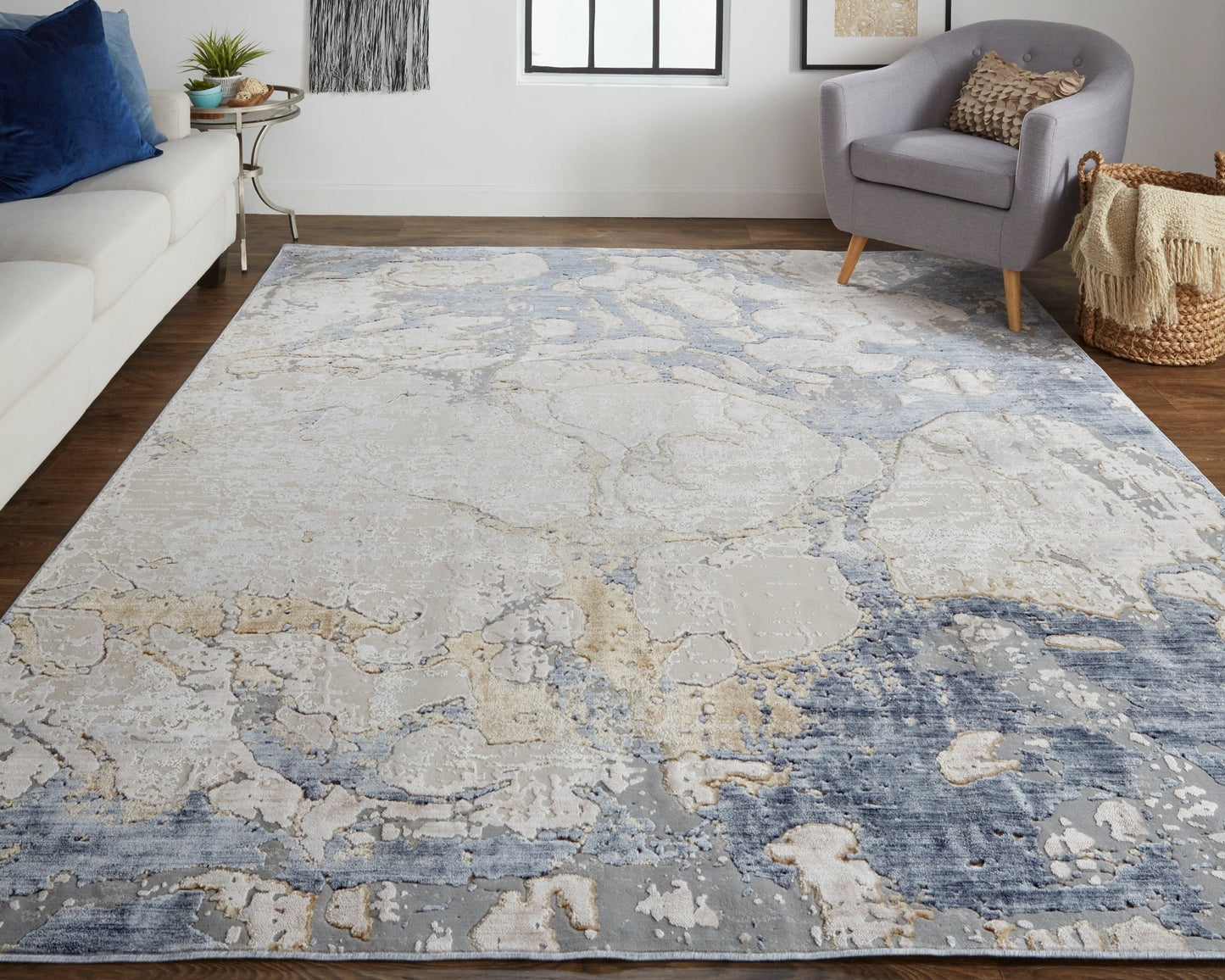 Feizy Laina 39G8F Blue Multi Abstract Machine Woven Rug - Rugs - Feizy - Atlanta Designer Rugs
