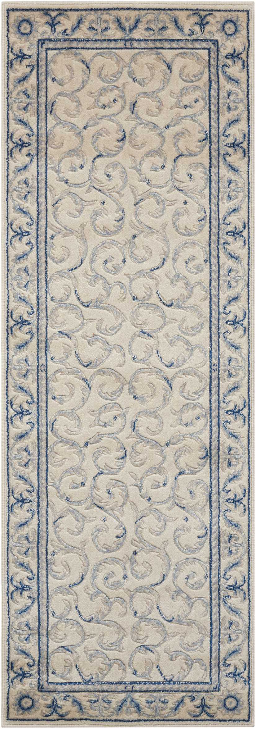 Nourison Home Somerset ST02 Ivory Blue Traditional Power-loomed Rug