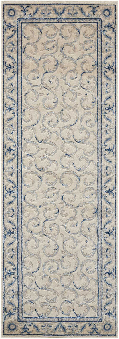 Nourison Home Somerset ST02 Ivory Blue Traditional Power-loomed Rug