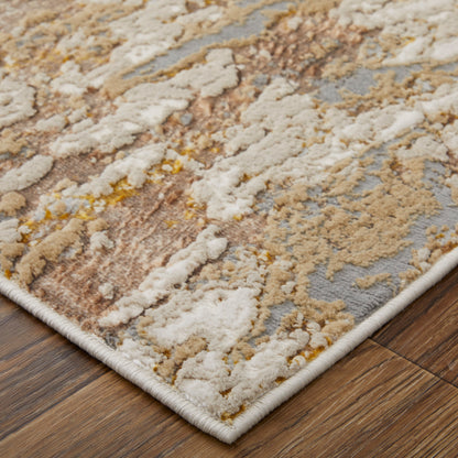Feizy Aura 39LMF Gold Ivory Abstract Machine Woven Rug - Rugs - Feizy - Atlanta Designer Rugs