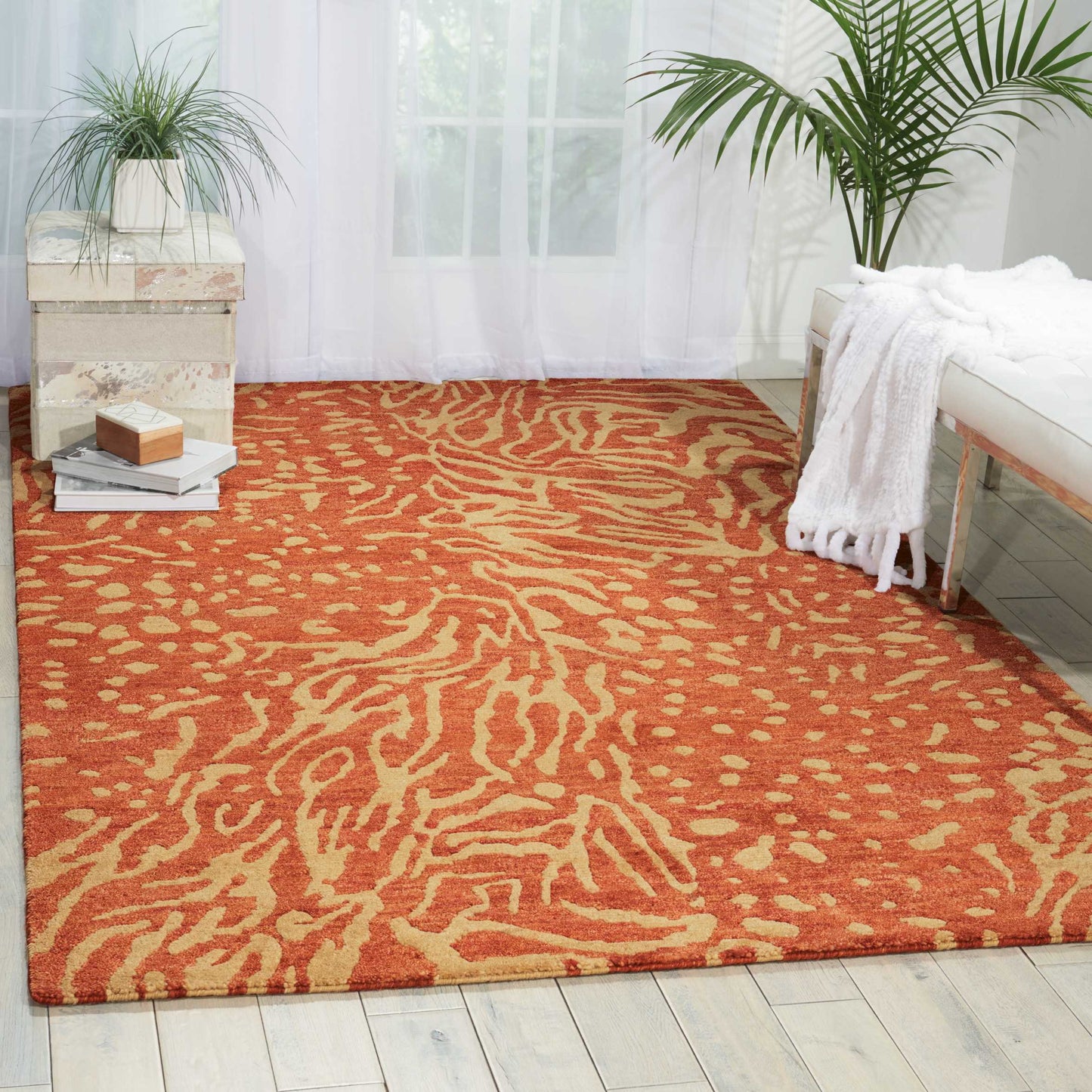 Nourison Home Tahoe Modern  Rust Beige  Contemporary