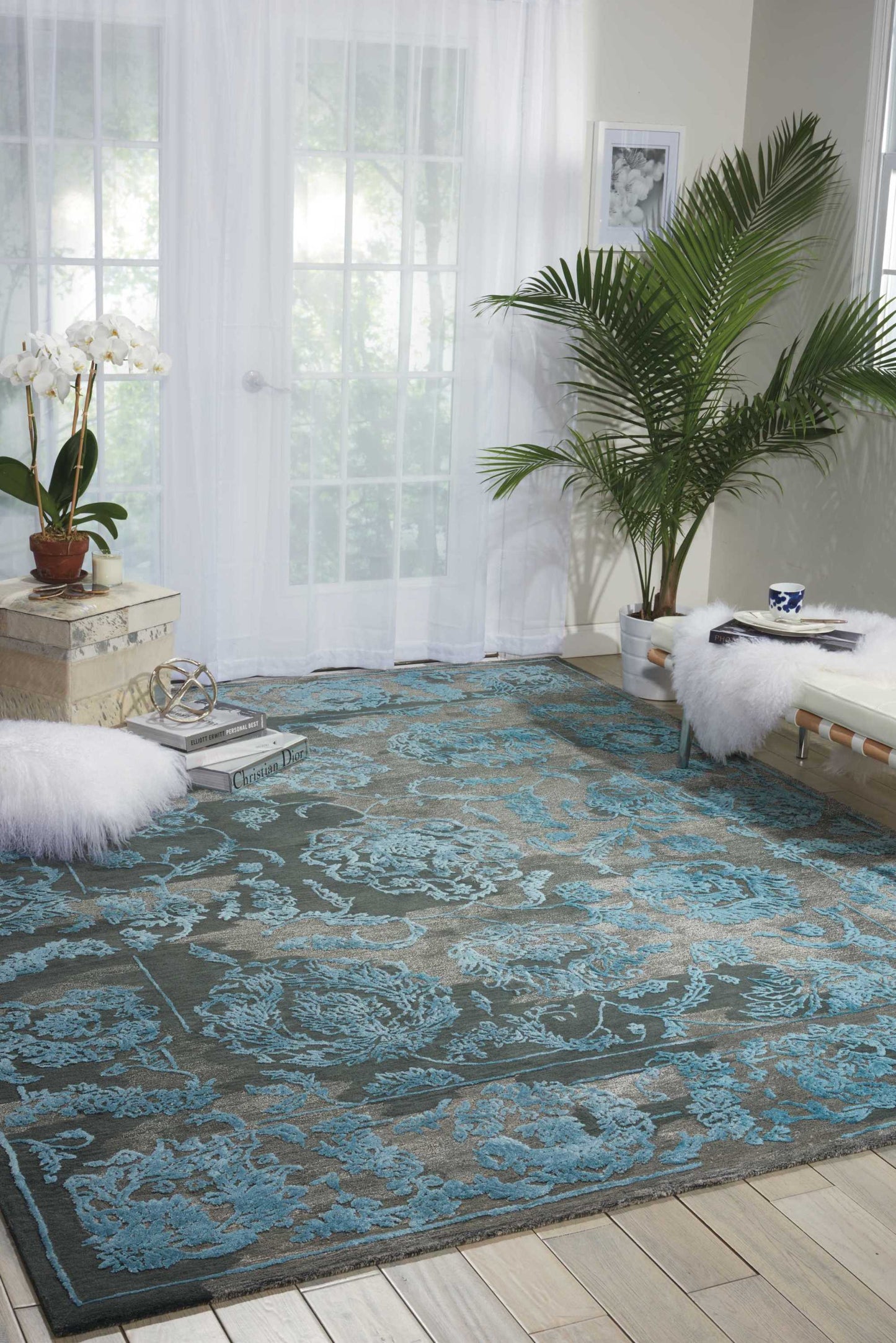 Nourison Home Opaline  Charcoal Blue  Transitional