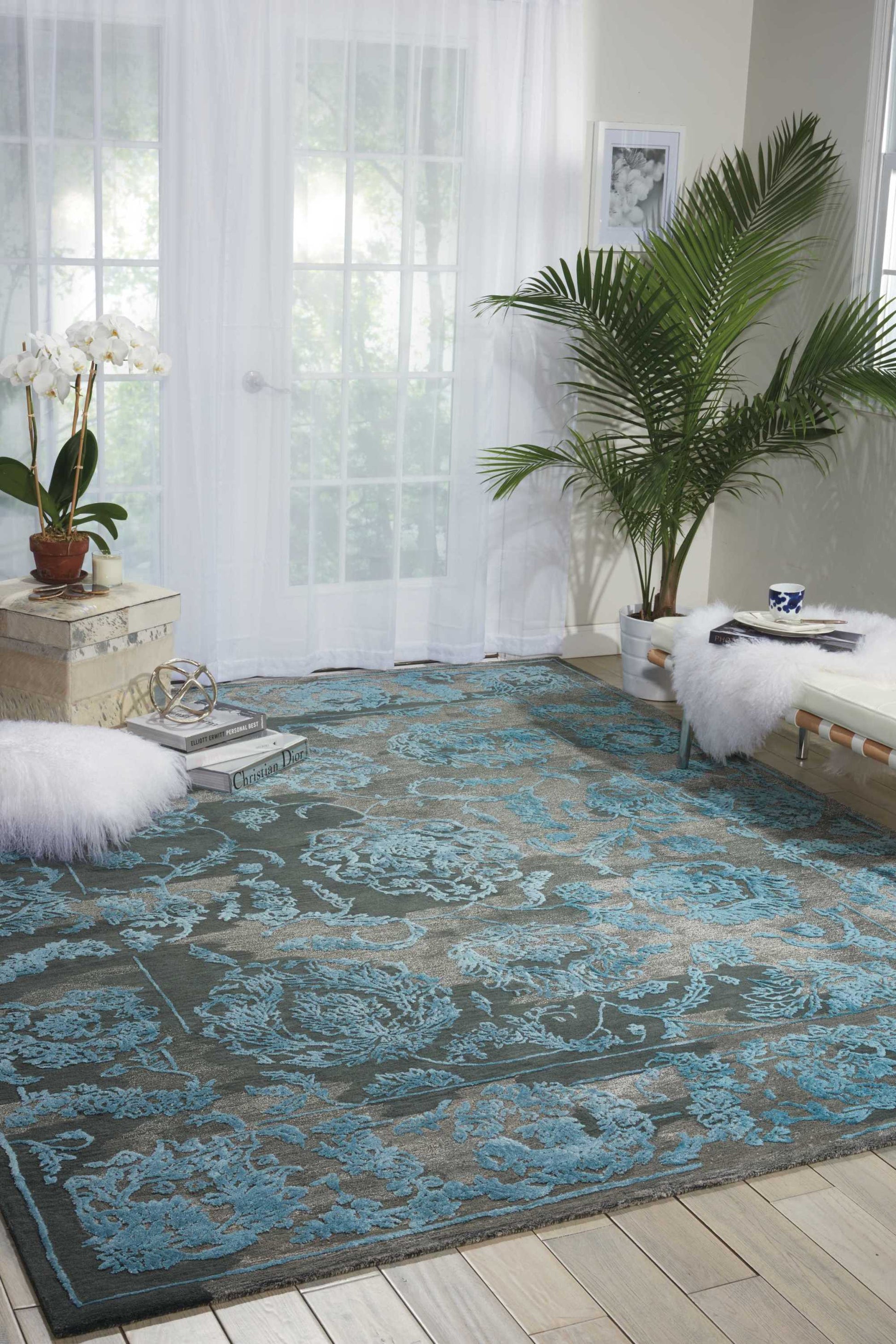 Nourison Home Opaline  Charcoal Blue  Transitional