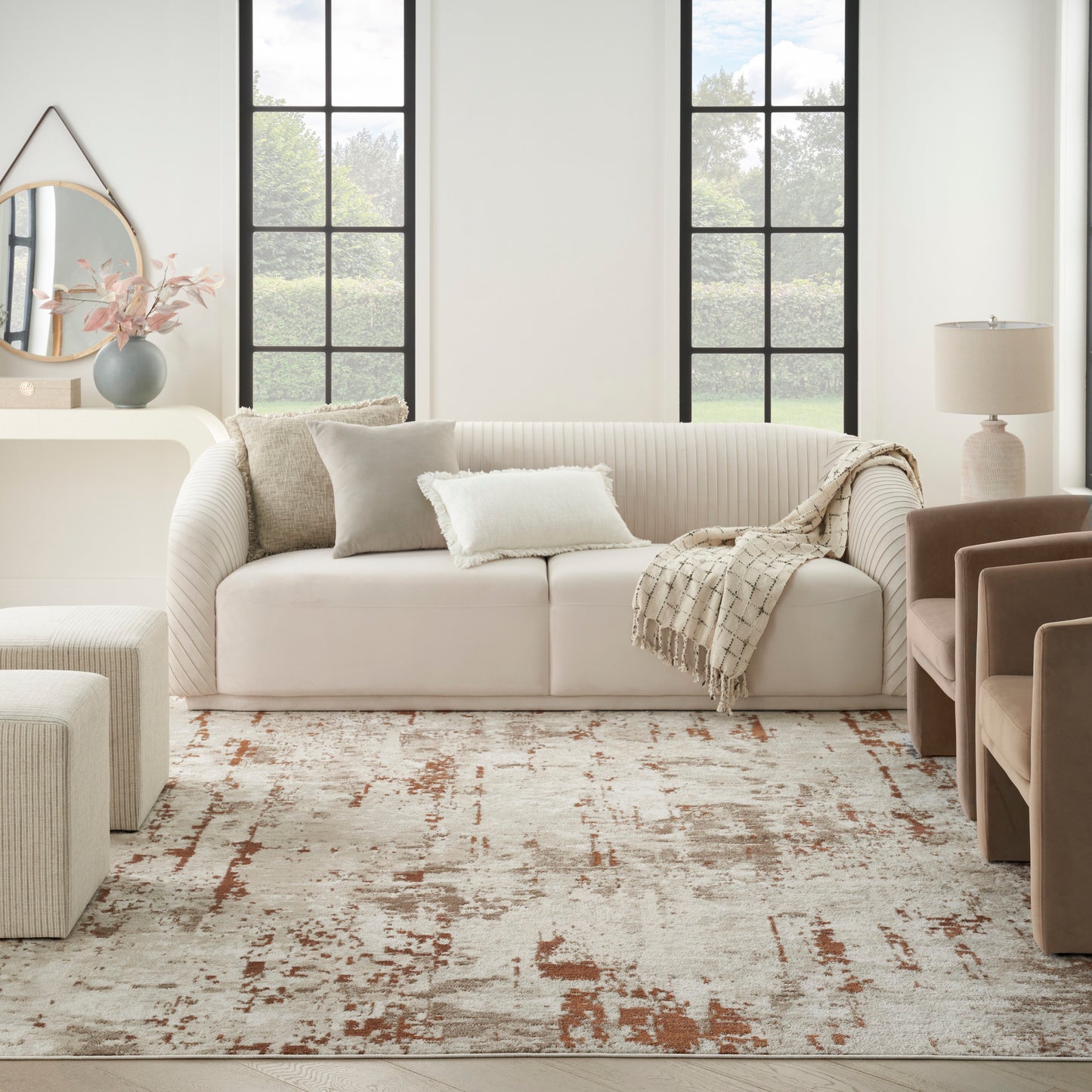 Nourison Home Quarry  Ivory Rust  Contemporary