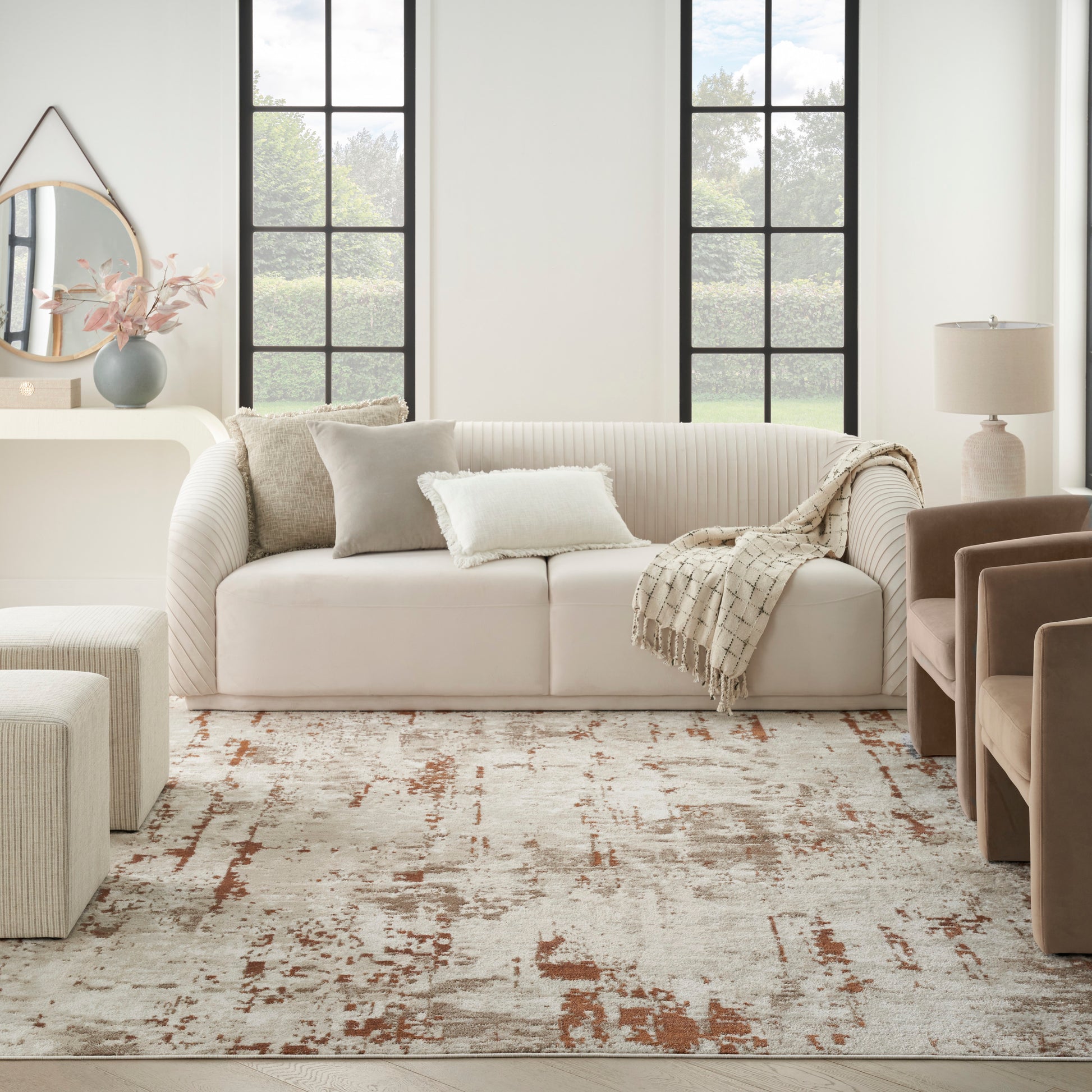 Nourison Home Quarry  Ivory Rust  Contemporary