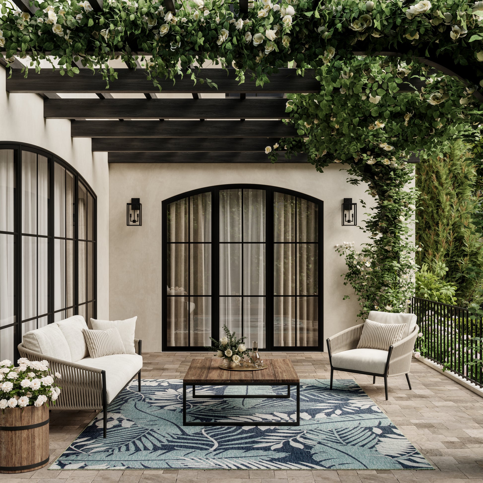 Nourison Home Garden Oasis  Navy  Contemporary