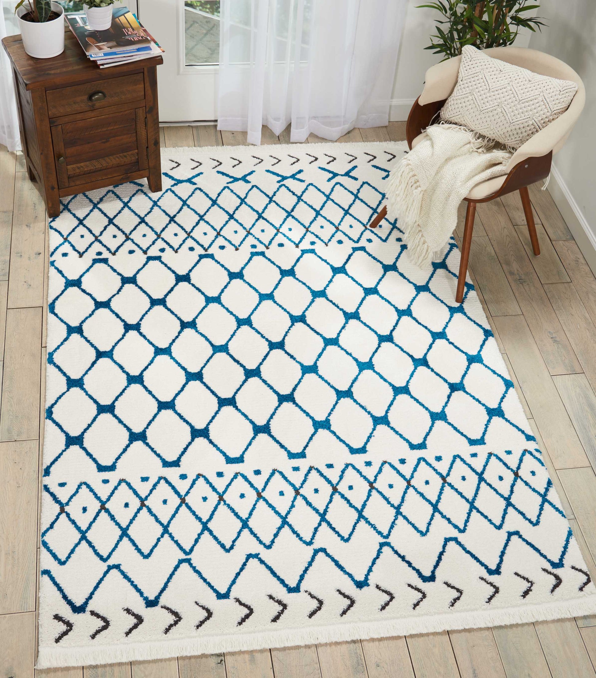 Nourison Home Kamala  White Blue  Contemporary