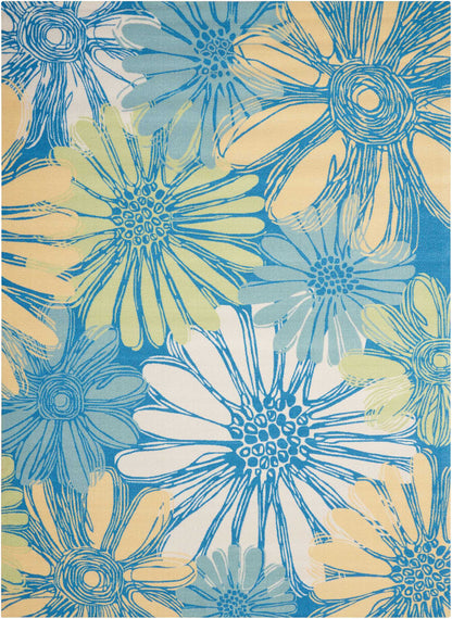 Nourison Home Home & Garden RS022 Blue Contemporary Power-loomed Rug