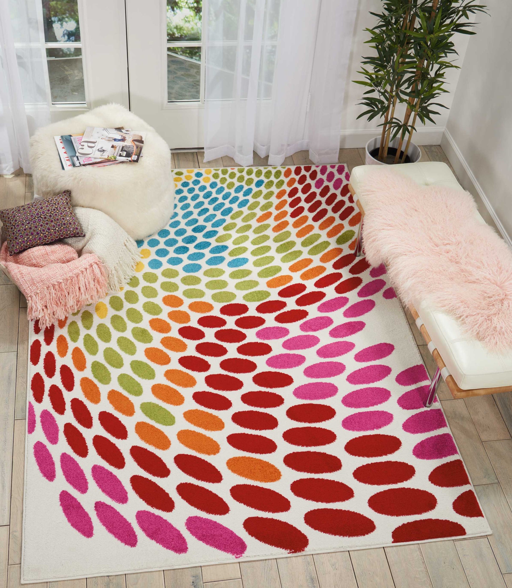 Nourison Home Oakdale  White Multicolor  Contemporary