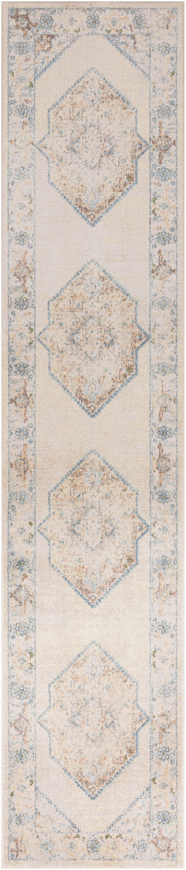 Nourison Home Astra Machine Washable ASW13 Ivory Blue Traditional Power-loomed Rug