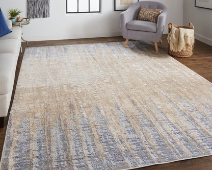 Feizy Laina 39G9F Blue Beige Transitional/Industrial Machine Woven Rug - Rugs - Feizy - Atlanta Designer Rugs