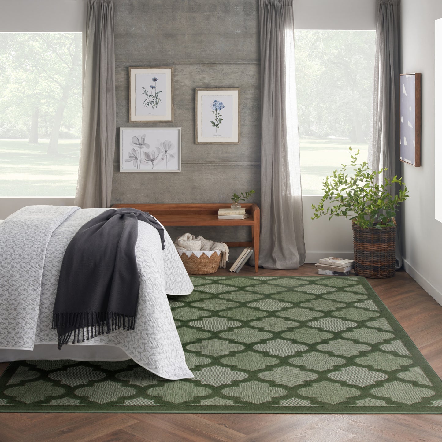 Nourison Home Easy Care  Green  Contemporary