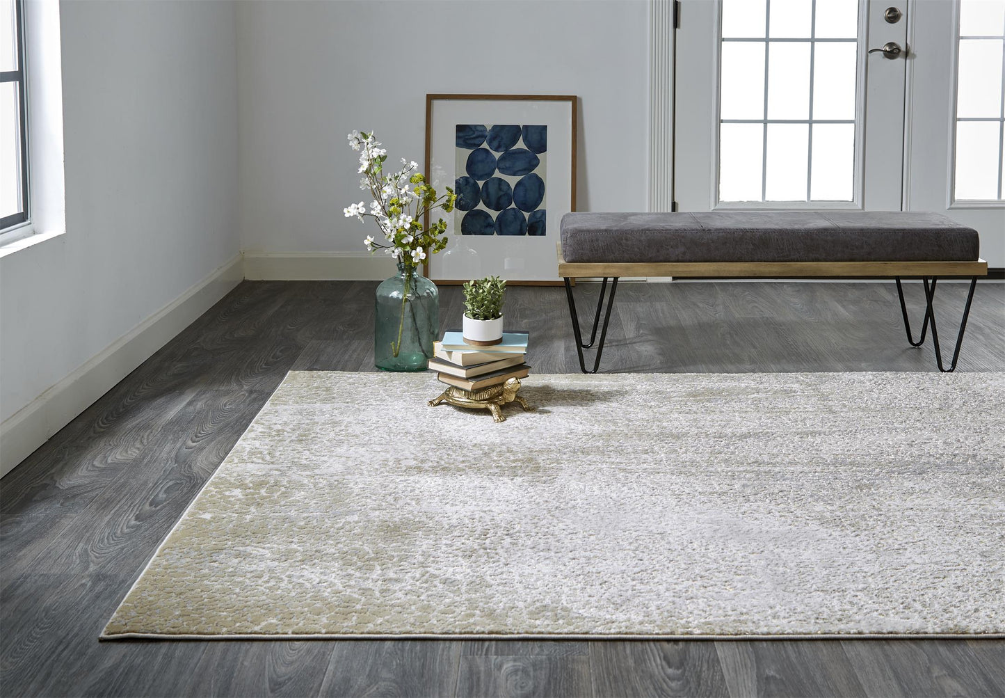 Feizy Aura 3739F Ivory Gold Modern/Industrial/Casual Machine Woven Rug - Rugs - Feizy - Atlanta Designer Rugs