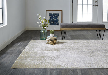 Feizy Aura 3739F Ivory Gold Modern/Industrial/Casual Machine Woven Rug - Rugs - Feizy - Atlanta Designer Rugs