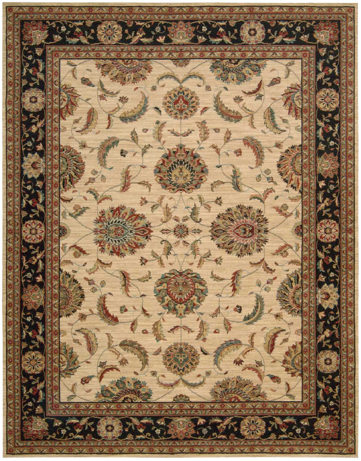 Nourison Home Living Treasures LI04 Ivory Black Traditional Loom-woven Rug