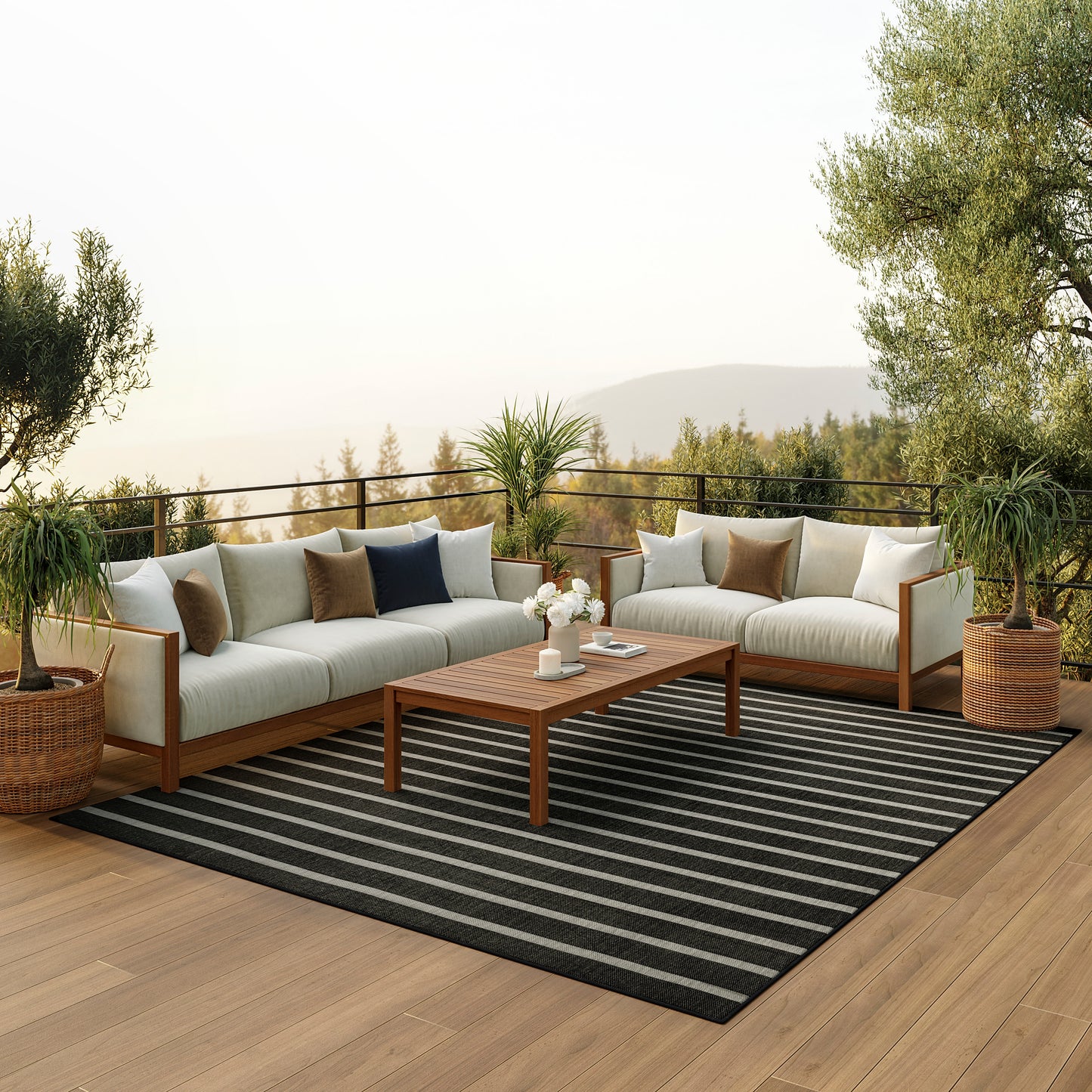 Nourison Home Positano  Black Ivory  Contemporary