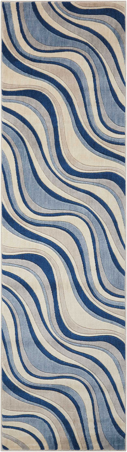 Nourison Home Somerset ST81 Ivory Blue Contemporary Power-loomed Rug