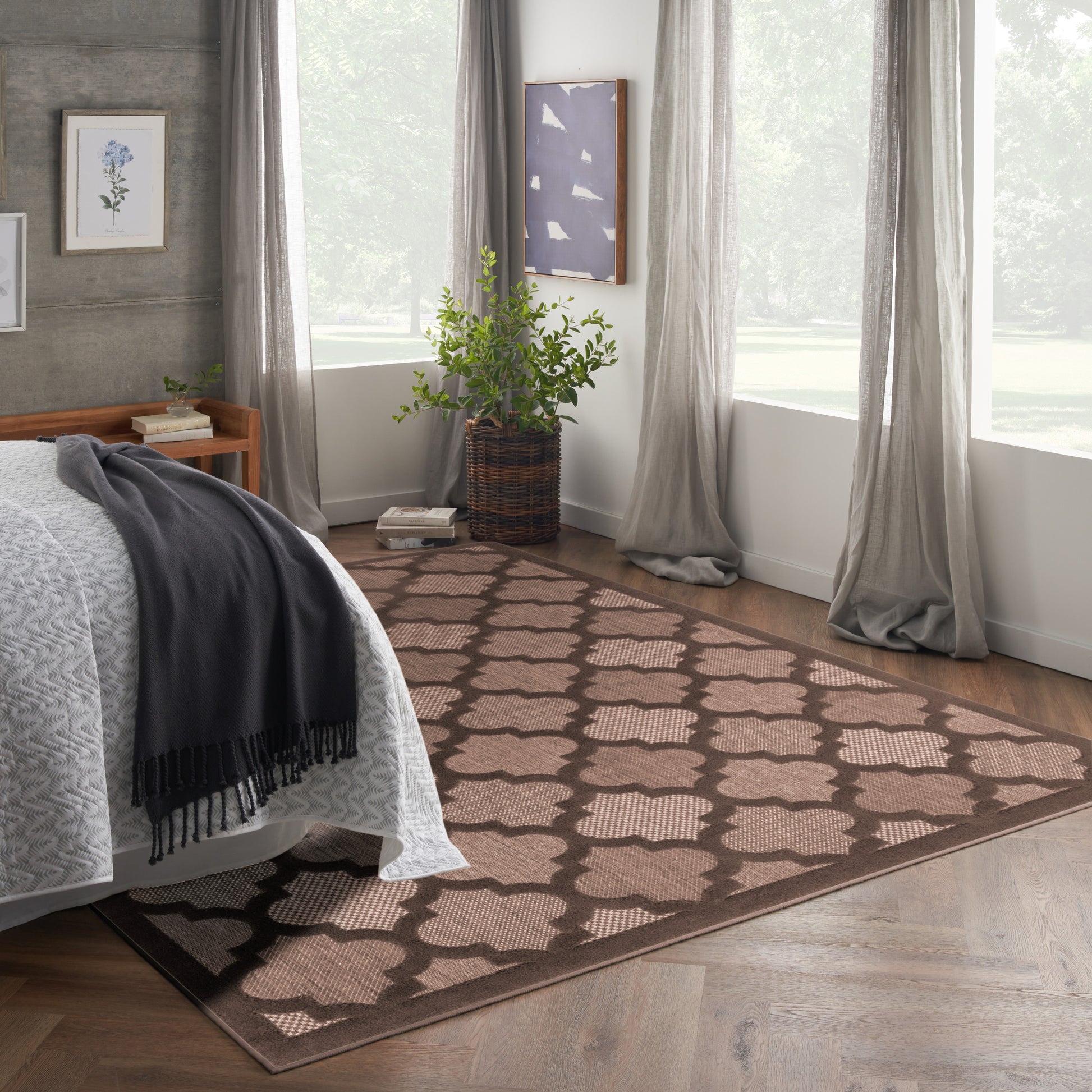 Nourison Home Easy Care  Brown  Contemporary