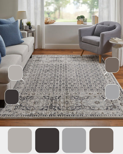 Feizy Kano 3874F Gray Ivory Transitional/Bohemian & Eclect Rug - Rugs - Feizy - Atlanta Designer Rugs