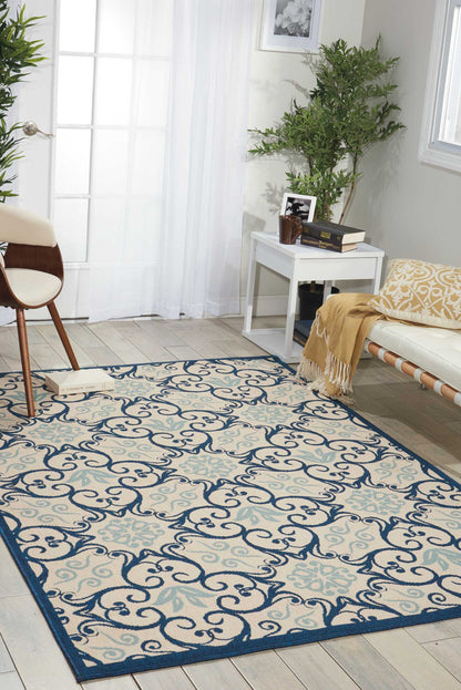 Nourison Home Caribbean  Ivory Navy  Transitional
