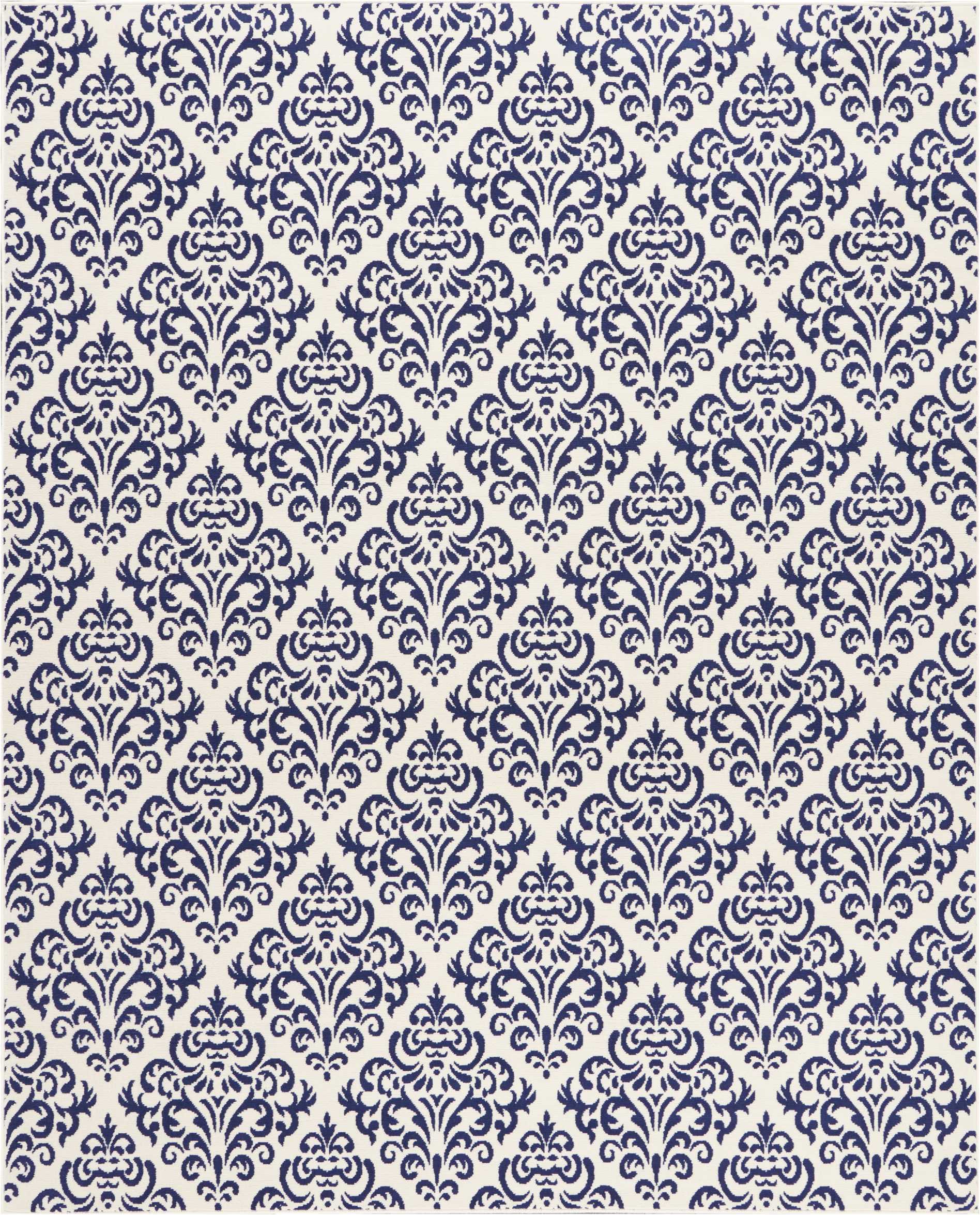 Nourison Home Grafix  White Blue  Transitional