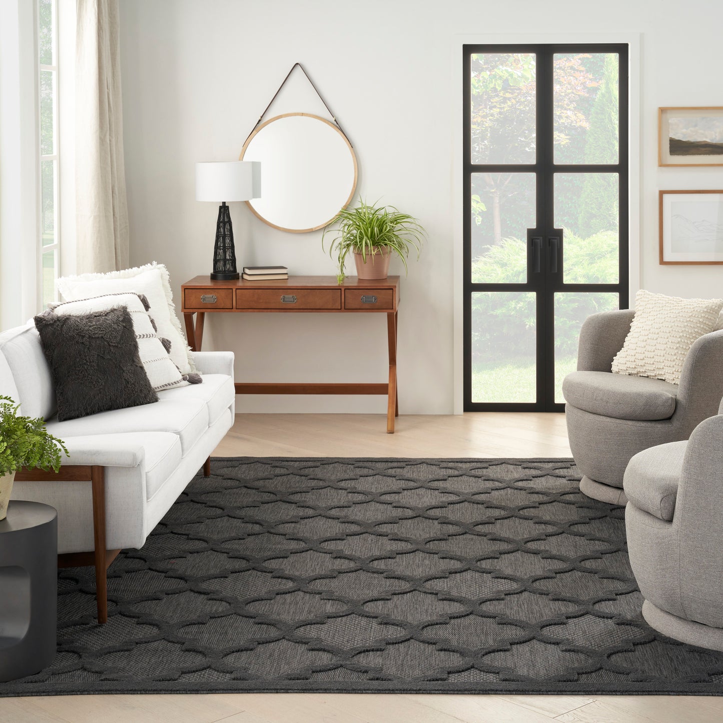 Nourison Home Easy Care  Charcoal Black  Contemporary