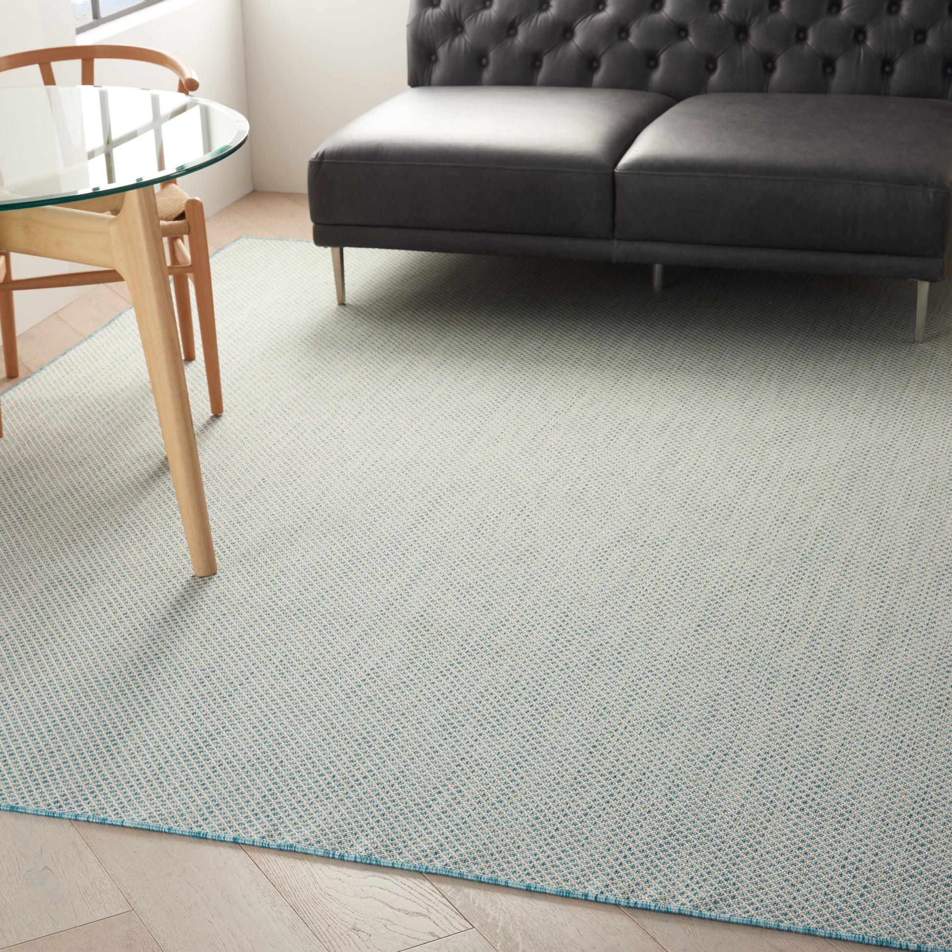 Nourison Home Courtyard  Ivory Aqua  Contemporary