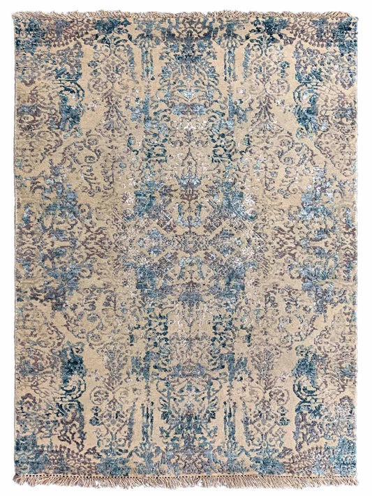 Artisan Dakota White Turquoise Transitional Knotted Rug - Rugs - Artisan - Atlanta Designer Rugs