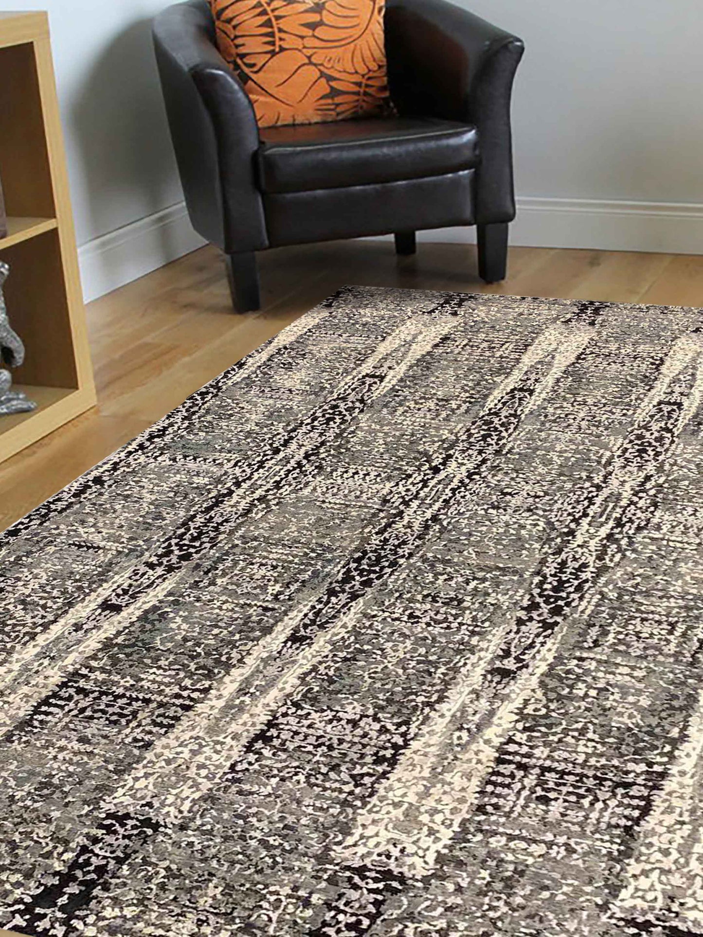 Artisan Reese  Charcoal Beige Transitional Knotted Rug