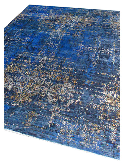 Artisan Dakota Navy Blue Gold Transitional Knotted Rug - Rugs - Artisan - Atlanta Designer Rugs