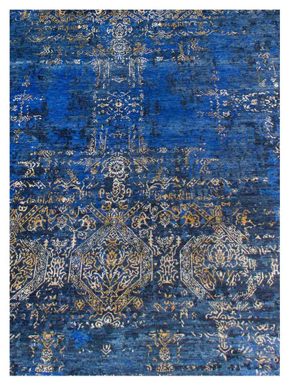 Artisan Dakota Navy Blue Gold Transitional Knotted Rug - Rugs - Artisan - Atlanta Designer Rugs